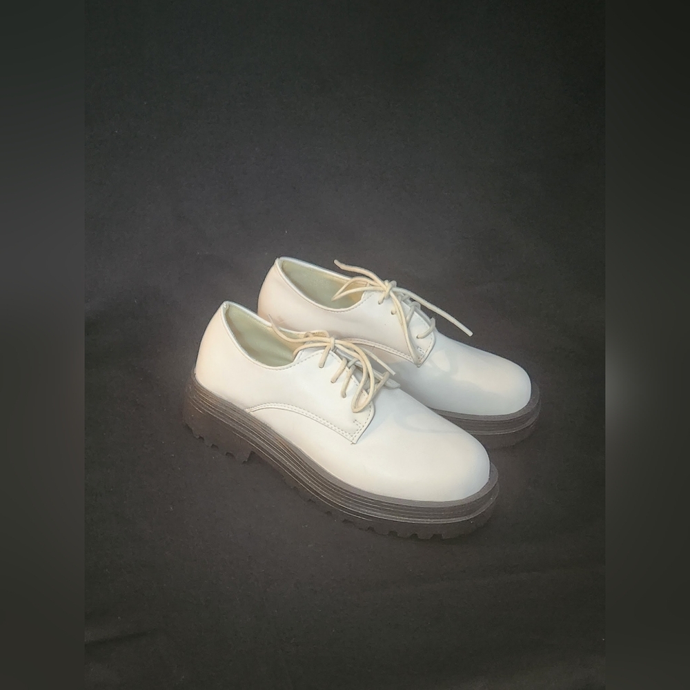 Women's White Chunky Oxfords Size 7.5 - Picture 10 of 16